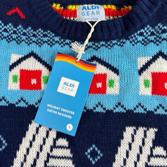 Aldis Christmas Sweater Mens S Blue 2023 Limited Fair Isle Acrylic Pullover NEW - Picture 4 of 11